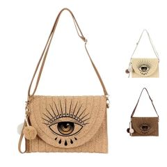 Boho Wicker Straw Clutch Retro Envelope Shoulder Bag