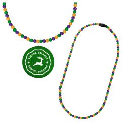 Breakaway Beads For Mardi Gras With Green Medallion
