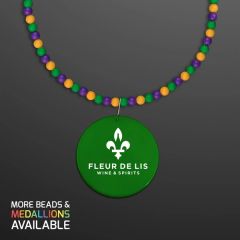 Breakaway Beads For Mardi Gras With Green Medallion