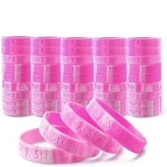 Breast Cancer Awareness Silicone Bracelet 1/2 Inch