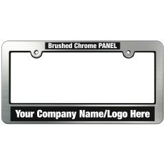 Brushed Ridged Chrome Faced Plastic License Frames