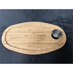 Burger Board With Juice Groove and Ramekin Hole