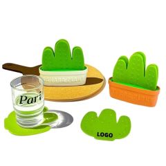 Cactus-Shaped Silicone Drink Coasters