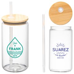 Cadiz Glass Bamboo Lid Tumbler - 17 Oz - Silkscreen