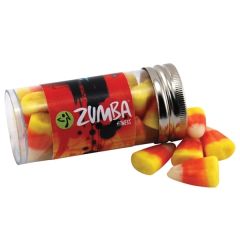 Candy Corn In A 3 Inch Plastic Tube With Metal Cap