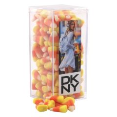 Candy Corn In A Clear Acrylic Square Tall Box