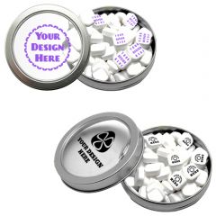 Candy Window Tin Short Round With Printed Mints