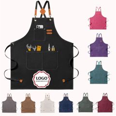 Canvas Cross Back Aprons With Adjustable Strap and Pocet