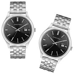Caravelle Men's Silver -Tone Bracelet Watch With Blue Dial