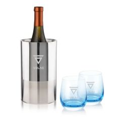 Catania Wine Cooler & Soudan Blue Stemless Wine