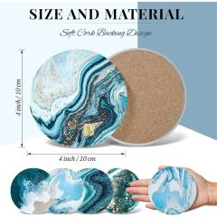 Ceramics Absorbent Coaster With Cork Base
