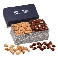 Chocolate Almonds & Cashews In Navy & Silver Gift Box