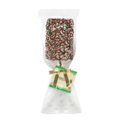 Chocolate Covered Krispy Pop W/ Holiday Nonpareil Sprinkles