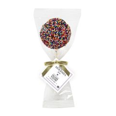 Chocolate Covered Oreo Pop With Rainbow Nonpareil Sprinkles