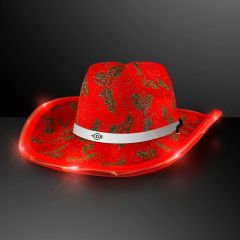 Christmas Cowboy Hats, Holly & Lights With White Band