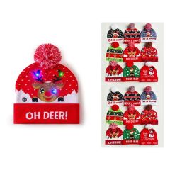 Christmas Knitted Hat W/Light