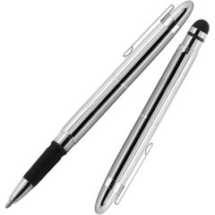 Chrome Bullet Grip Fisher Space Pen With Stylus and Clip