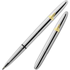 Chrome Bullet Fisher Space Pen With Gold Shuttle Emblem