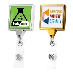 Chrome Or Gold Jumbo Square Retractable Badge Reel