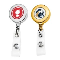 Chrome Or Gold Round Badge Reel