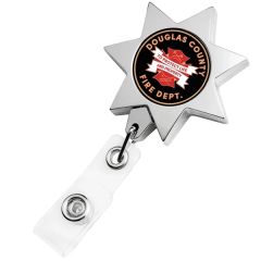 Chrome Seven Point Star Badge Reel