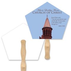 Church Shape Full Color 1 Sided Hand Fan