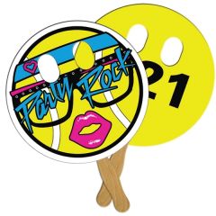 Circle With Eyes Cut Out Auction Hand Fan Full Color