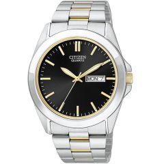 Citizen Men's Two-Tone Stainless Watch W/Round Black Dial