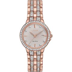 Citizen Women's Eco-Drive Crystal Accent Rose Gold-Tone