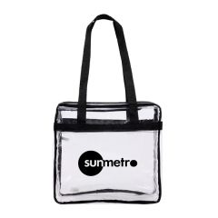 Clear PVC Reusable Stadium Zipper Tote W/ Handles & Pockets