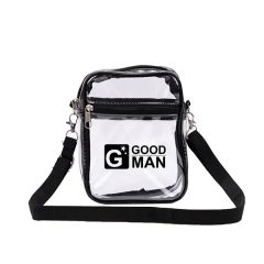 Clear Transparent PVC Crossbody Bag 5.9 Inch W X 7.7 Inch H X 1.8 Inch T