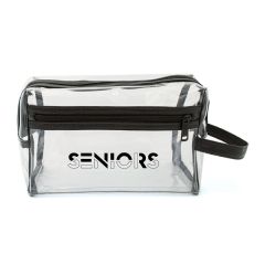 Clear Vinyl Toiletry Bag W/ Leatherette Accent