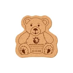 Coaster - 5 Inch X 5 Inch Teddy Bear Shape Cork Coasters