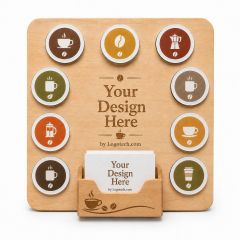 Coffee Caddy Natural Wood With Business Card Pocket-Square