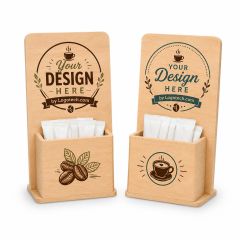 Coffee Caddy Natural Wood With Condiment Pocket