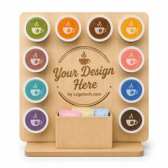 Coffee Caddy Natural Wood With Condiment Pocket-Square