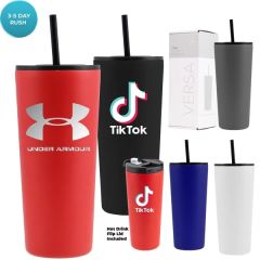 22 Oz Powder Coated Tumbler With Hot/Cold Lid