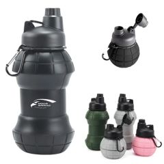 Collapsible Silicone Grenade Shaped Water Cup With Keychain