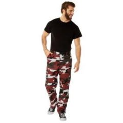 Color Camo Tactical Bdu Pants Red