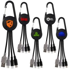 Color Light Up Dual Input 3-In-1 Carabiner Charging Cable