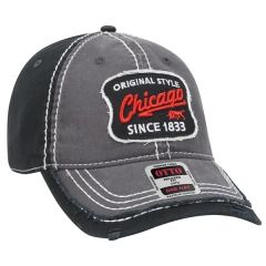 Contrast Stitching/Distressed Trim Edge Visor 6panel Dad Hat