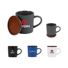 Copenhagen 16 Oz Ceramic Mug W/ Wood Lid