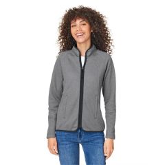 Core365 Ladies' Venture Heathered Stripe Full-Zip