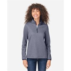 Core365 Women's Venture Heathered Stripe Quarter-Zip Pull