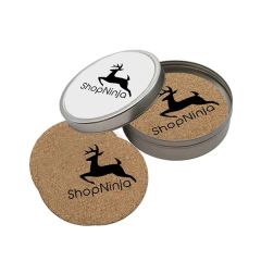 Cork Coaster Set In Round Tin