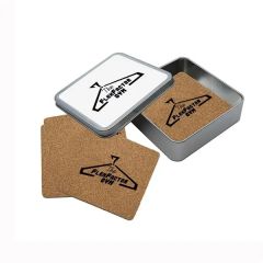 Cork Coaster Set In Square Tin