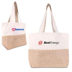 Cotton Canvas Tote Bag With Jute Gusset