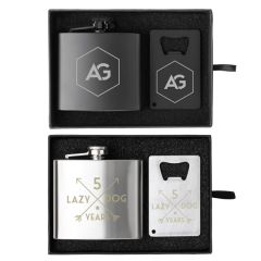 Crafter 5 Oz Flask and Bottle Opener Gift Set