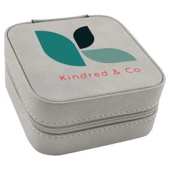 Creekside Light Grey Leatherette Travel Jewelry Box