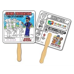 Crime Prevention Coloring Hand Fans